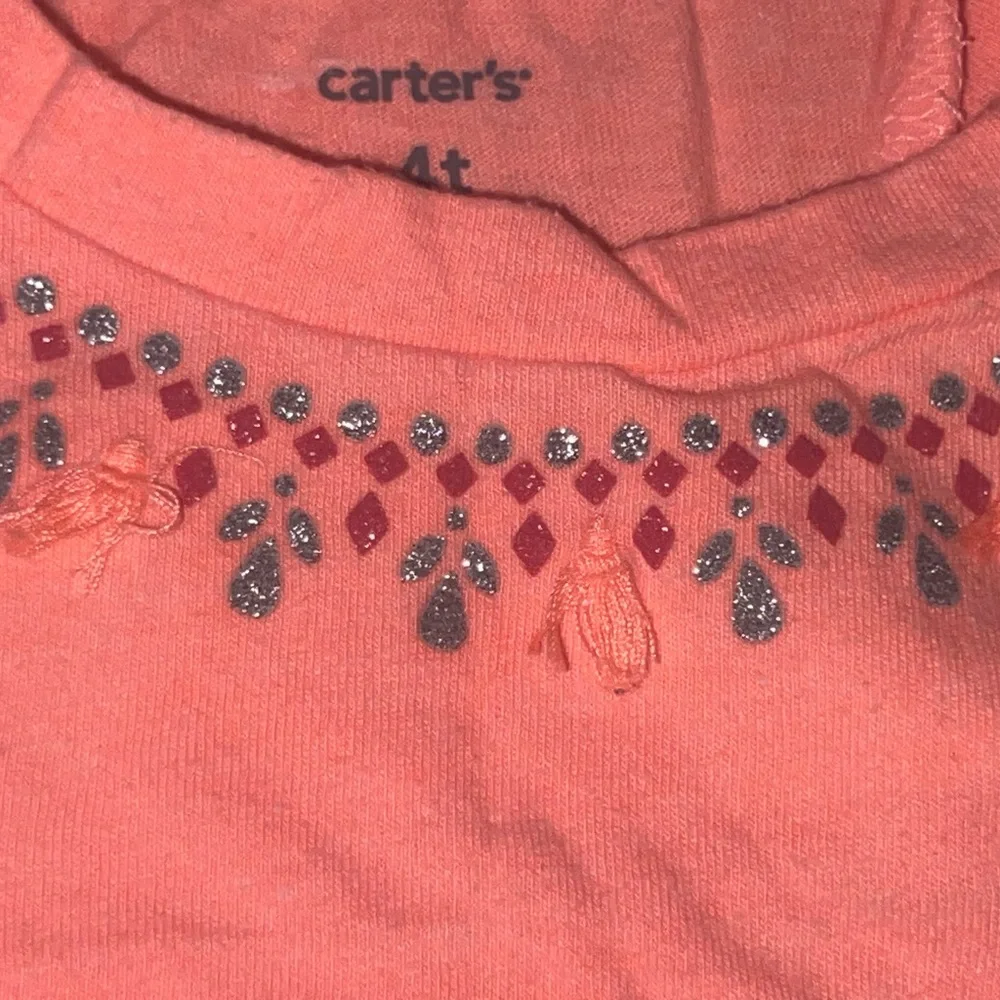 Carter's Light Coral Girls' 4T Sleeveless Tank with Glitter Rhinestone Accent